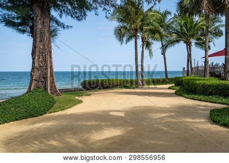 The Private Hotel Sand Garden With Cocount Tree, Hua Hin Thailand Beach
