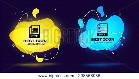 Black Ppt File Document Icon. Download Ppt Button Icon Isolated. Ppt File Presentation. Set Of Liqui