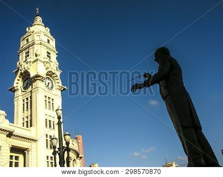 Sao Paulo, Brazil, February 03, 2007. External Classical Architecture Of The Sao Paulo Music Hall An