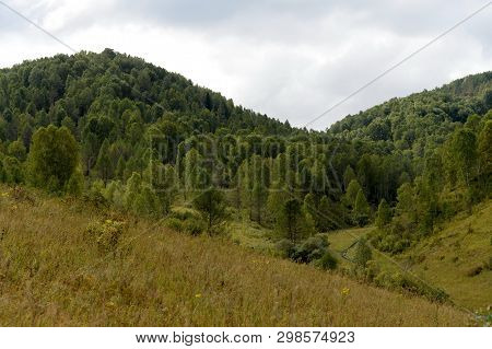 Mountain Landscape In The Vicinity Of The Taiga Village Generalka Altai Territory In Western Siberia