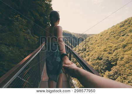 Aerial Road In Okace Okatse Canyon - Georgia. Modern Tourist Landmark And Attraction In Georgia Moun