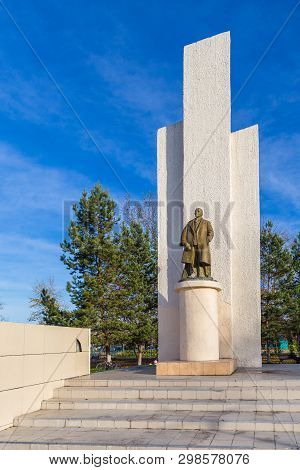 Milkovo, Kamchatka, Russia- 27 September 2014: Monument To Vladimir Ilyich Ulyanov, Better Known By 