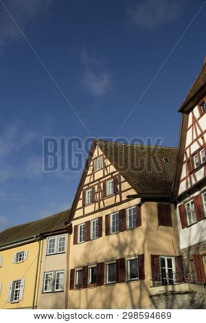 Old Medieval Houses, Schwabisch Hall, Baden-wurttemberg, Germany - December 2013