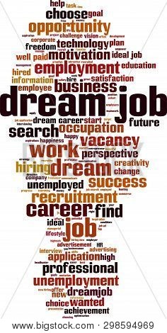 Dream Job Cloud Concept. Collage Made Of Words About Dream Job. Vector Illustration