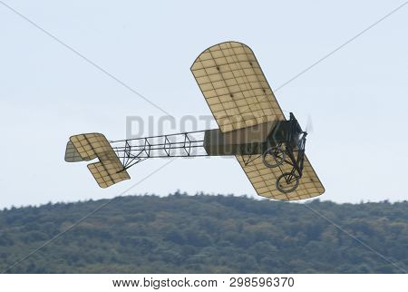 A Replica Of A Louis Bleriot Monoplane Displaying At Hahnweide Oldtimers Airshow, Hahnweide Airfield