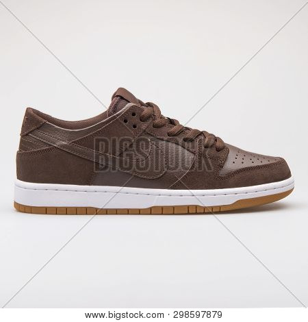 Vienna, Austria - August 23, 2017: Nike Dunk Low Pro Iw Brown Sneaker On White Background.