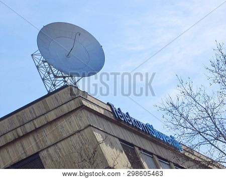 Ljubljana, Slovenia - March 22 2019: Telekom Slovenije Sign On A Main Building In Ljubljana