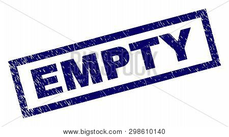 Rectangle Empty Seal Print With Corroded Texture. Rubber Seal Imitation Has Rectangle Frame. Blue Ve