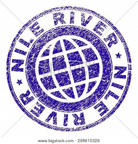 Nile River Stamp Imprint With Grunge Style. Blue Vector Rubber Seal Imprint Of Nile River Caption Wi
