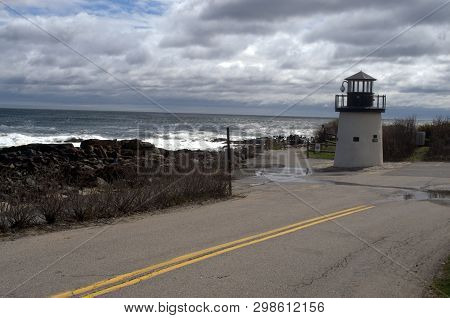 This Non-official Lighthouse Is Located Along The Marginal Way Walkway In Ogunquit Maine