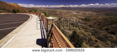 A View From The Railing In The Parking Lot Of The Jerome State Historic Park In Jerome, Arizona, Usa