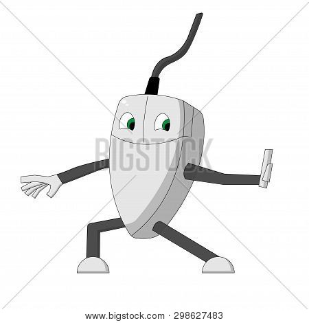Kung Fu Computer Mouse. Stock Cartoon Illustration