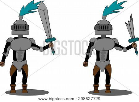 Knight With Brocken Sword And With Normal. Stock Illustration