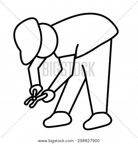 Webbuilder At Work. Outline Isolated Stock Illustration
