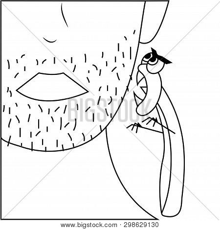 Angry Razor And Man Face Outline. Isolated Stock Illustration