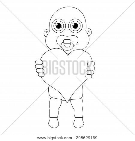 Baby With Heart Outline. Stock Isolated Illustration
