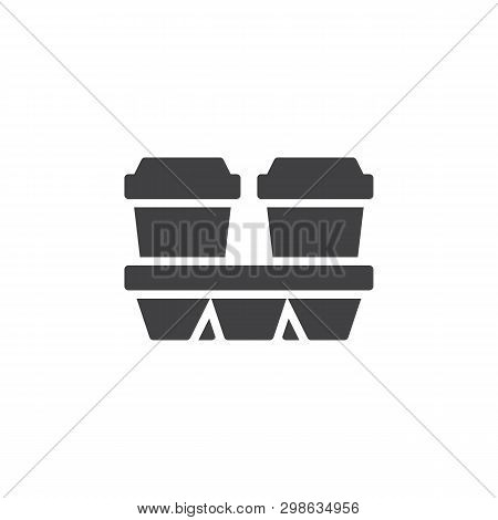 Take Away Coffee Cups Vector Icon. Filled Flat Sign For Mobile Concept And Web Design. Two Cardboard