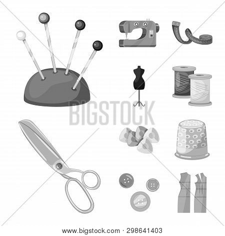 Vector Illustration Of Dressmaking And Textile Icon. Collection Of Dressmaking And Handcraft Vector 