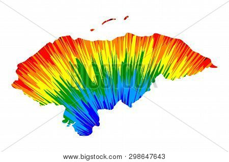 Honduras - Map Is Designed Rainbow Abstract Colorful Pattern, Republic Of Honduras Map Made Of Color