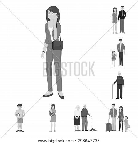 Vector Illustration Of Face  And Portrait Logo. Set Of Face  And Happy  Vector Icon For Stock.