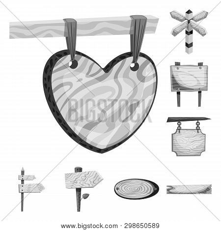 Vector Design Of Signboard  And Wood Symbol. Collection Of Signboard  And Tree   Vector Icon For Sto