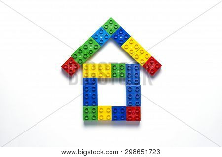 House From The Childrens Designer On A White Background. The Concept Of Building Houses, Building. F