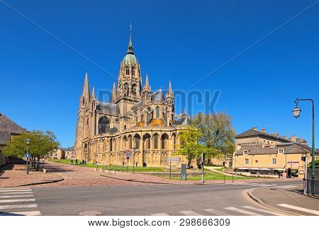 The Cathedral Notre-dame De Bayeux. Antique Norman-romanesque Cathedral Is Located In The  Bayeux, C