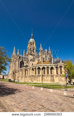 The Cathedral Notre-dame De Bayeux. Antique Norman-romanesque Cathedral Is Located In The  Bayeux, C