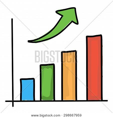 Growth Chart. Line Doodle Colorful Vector On White Background