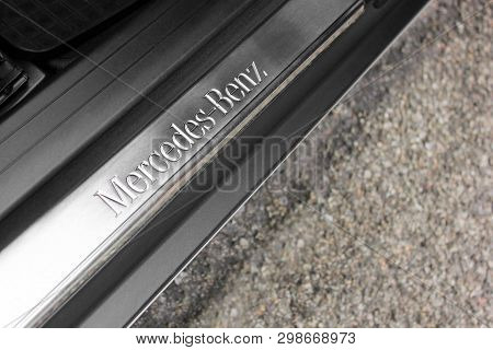 Kiev, Ukraine - November 22, 2018: The Threshold Of A Mercedes Car. The Inscription 