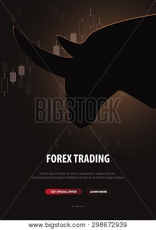Forex. Stock Exchange Trading Banner. The Bulls And Bears Struggle. Vector Illustration.
