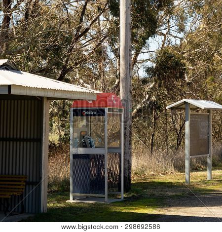 Collector, New South Wales - August 18th 2013: Telstra Payphone Booth In The Regional Town Of Collec