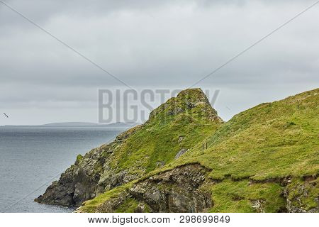 Coastal View Toward The Knab In Lerwick, Which Is The Main Port On The Shetland Isles, Scotland.