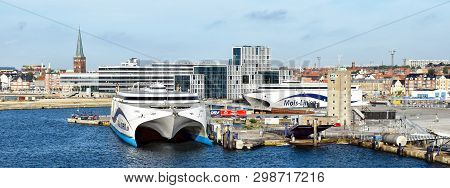 Aarhus, Denmark - July 20, 2017: The High-speed Ferries Express 1 Und Express 2 Of The Shipping Comp