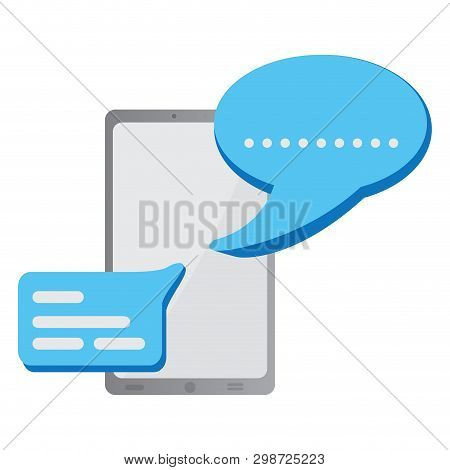 Smatphone With A Bubble Chats Icon. Mobile App. Vector Illustration Design