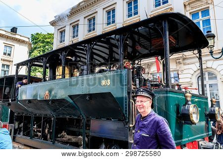 Brussels, Belgium - May 1, 2019: 150th Anniversary Of The Tramway In Brussels, 150eme Anniversaire D