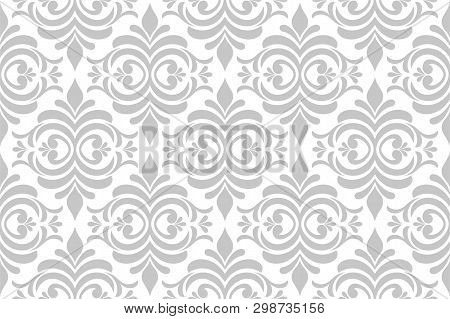 Abstract Floral Seamless Pattern. Gray And White Ornament. Modern Stylish Texture Repeating. Vector 