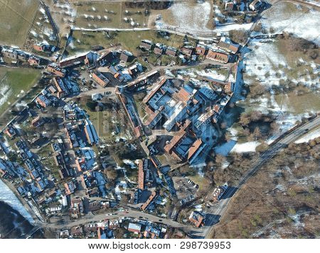 An image of an aerial view over Bebenhausen Monastery Germany