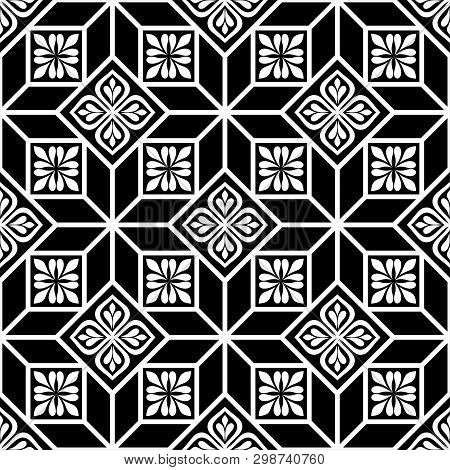 Abstract Geometric Seamless Pattern. Black And White. Modern Stylish Texture. Vector Background.