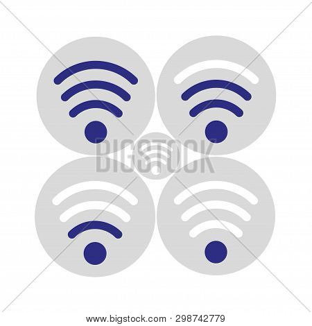Set Of Wi-fi Signs With Shadow On White Background