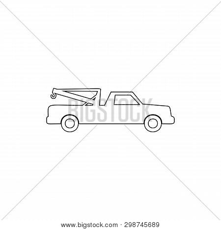Pick-up Truck With A Crane Outline Icon. Element Of Car Type Icon. Premium Quality Graphic Design Ic
