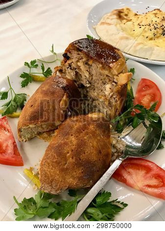 Turkish Perde Pilavi / Drape Pilaf With Chicken, Almond And Raisin (turkish Pilav Siirt Kitchen ). T