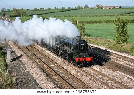 Black Five Steam Locomotive Number 45407 At Colton Junction On Route From Bury To Edinburgh On A Cha