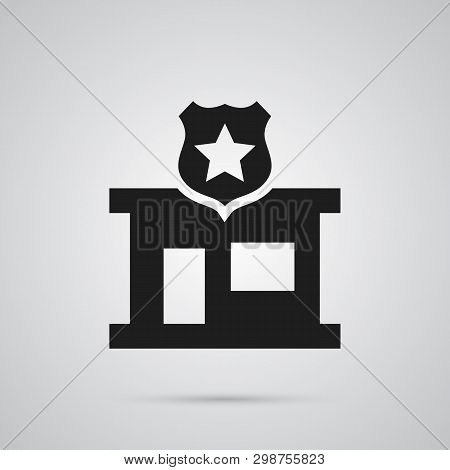 Isolated Commissariat Icon Symbol On Clean Background. Vector Police Station Element In Trendy Style