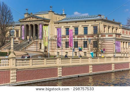 Schwerin, Germany - April 16, 2019: State Museum At The Lake In Schwerin, Germany