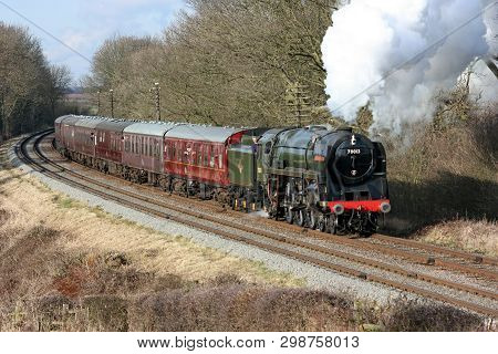 Britannia Steam Loco Number 70013 Oliver Cromwell At The Great Central Railway Heritage Steam Railwa