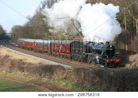 Stanier Mogul Steam Locomotive 42968 At The Great Central Railway Heritage Steam Railway, Loughborou