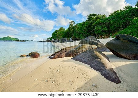Tropical Beach Anse Nord Est In The North Of Mahe, Seychelles Be