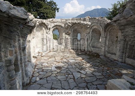 Church Ruins On Isola Comacina Island, Lake Como, Italy - August 2011