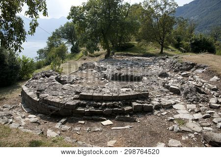 Church Ruins On Isola Comacina Island, Lake Como, Italy - August 2011